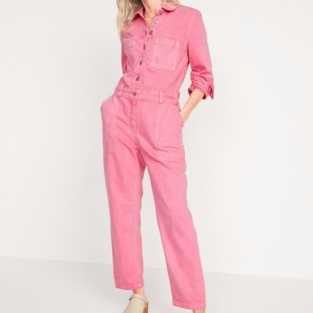 Old Navy Pink Denim Jumpsuit/Boiler Suit
